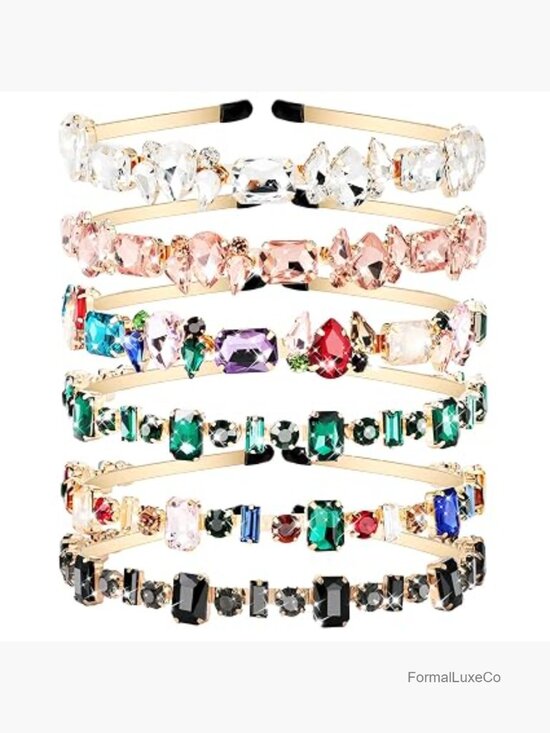 6 Rhinestone Headbands Elastic Crystal Thin Hair Accessories